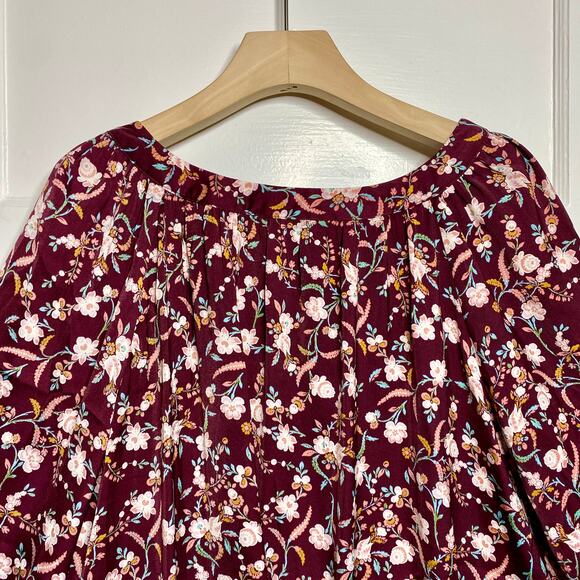 Floral Blouse Womens Large Chocolate Brown Dark Cottagecore Fairy Fall Romantic - Picture 12 of 14